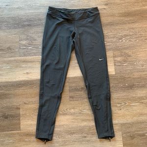 Nike Dri-Fit Leggings Running Pants Sz M Ankle Zip